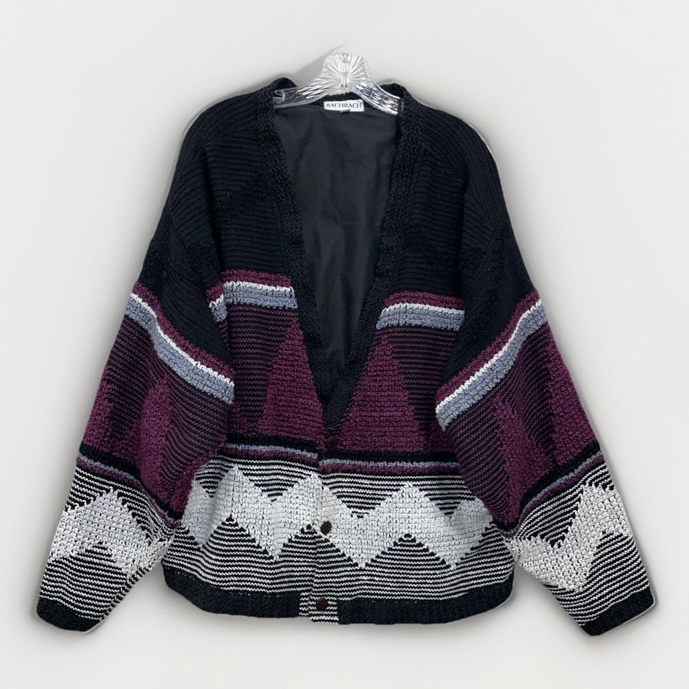 Bachrach Vintage‎ USA Long Sleeve Button Down Knit Lined Sweater Jacket Men's XL